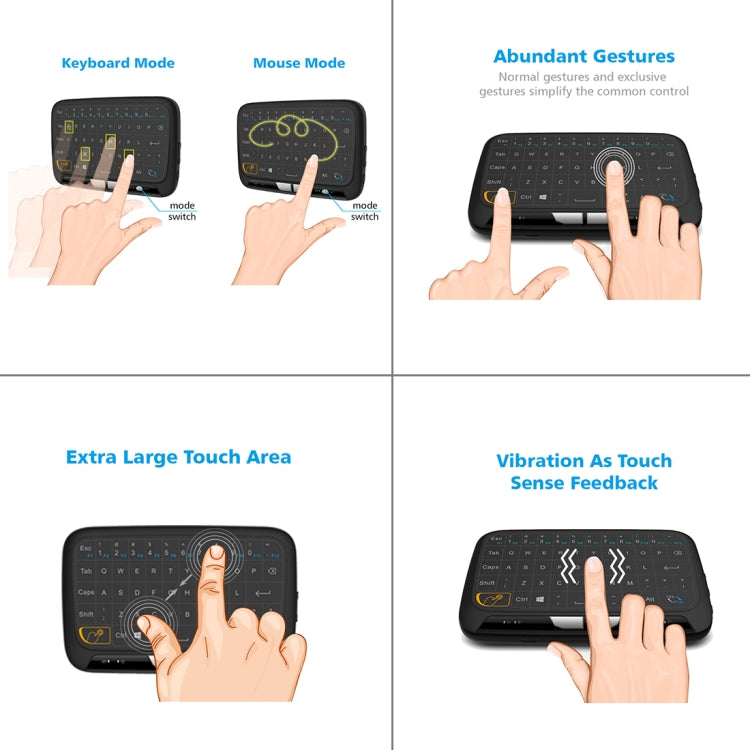 H18 2.4GHz Mini Wireless Air Mouse QWERTY Keyboard with Touchpad / Vibration for PC, TV(Black) - HoMEdemic™ 