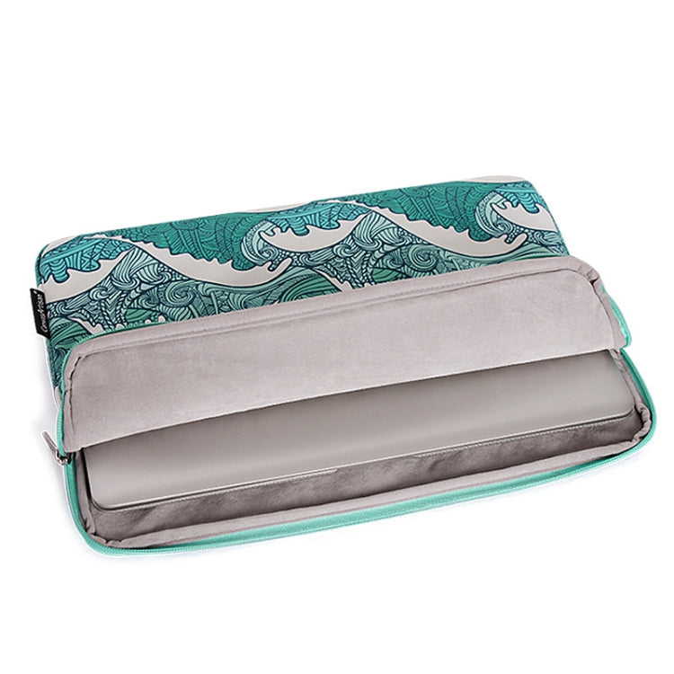 H3-04  15 Inch PU Leather Printing Laptop Liner Bag Tablet Sleeve Bag(Green Wave) - HoMEdemic™ 