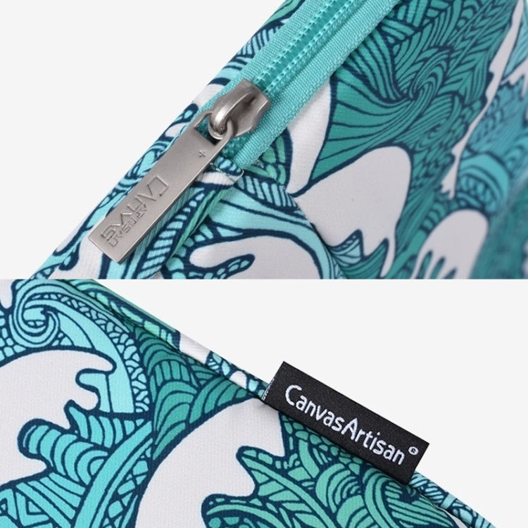 H3-04  15 Inch PU Leather Printing Laptop Liner Bag Tablet Sleeve Bag(Green Wave) - HoMEdemic™ 