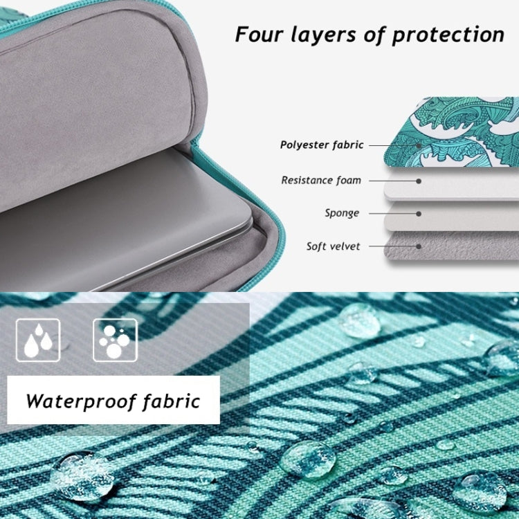 H3-04  15 Inch PU Leather Printing Laptop Liner Bag Tablet Sleeve Bag(Green Wave) - HoMEdemic™ 