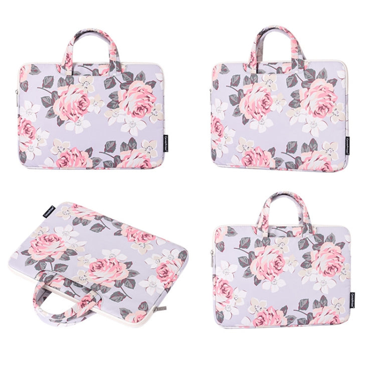 H40-B01 White Rose Pattern Laptop Case Bag Computer Liner Bag With Handle, Size: 15 Inch(Blue) - HoMEdemic™ 