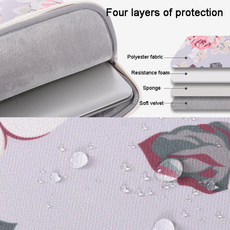 H40-B01 White Rose Pattern Laptop Case Bag Computer Liner Bag With Handle, Size: 15 Inch(Blue) - HoMEdemic™ 