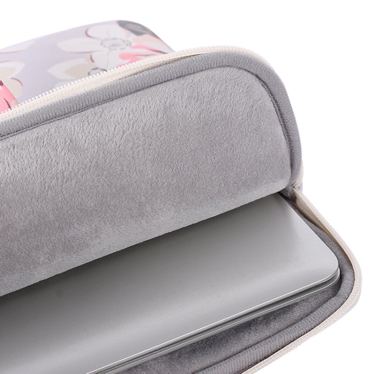 H40-B01 White Rose Pattern Laptop Case Bag Computer Liner Bag With Handle, Size: 15 Inch(Grey) - HoMEdemic™ 