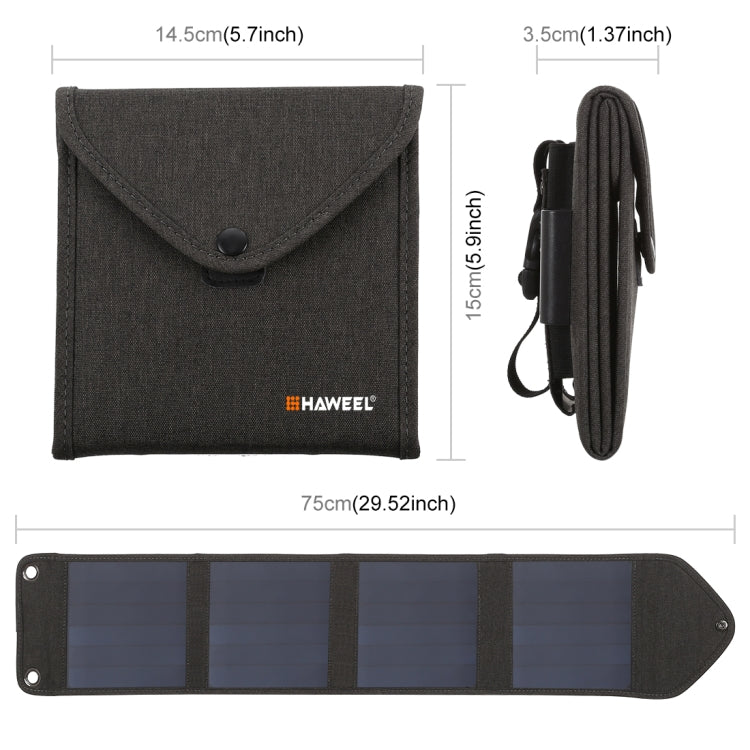 HAWEEL 14W 5V 2.4A Portable Foldable Solar Charger Outdoor Travel Rechargeable Folding Bag with 4 Solar Panels & USB Port, Size: S, 14W - HoMEdemic™ 