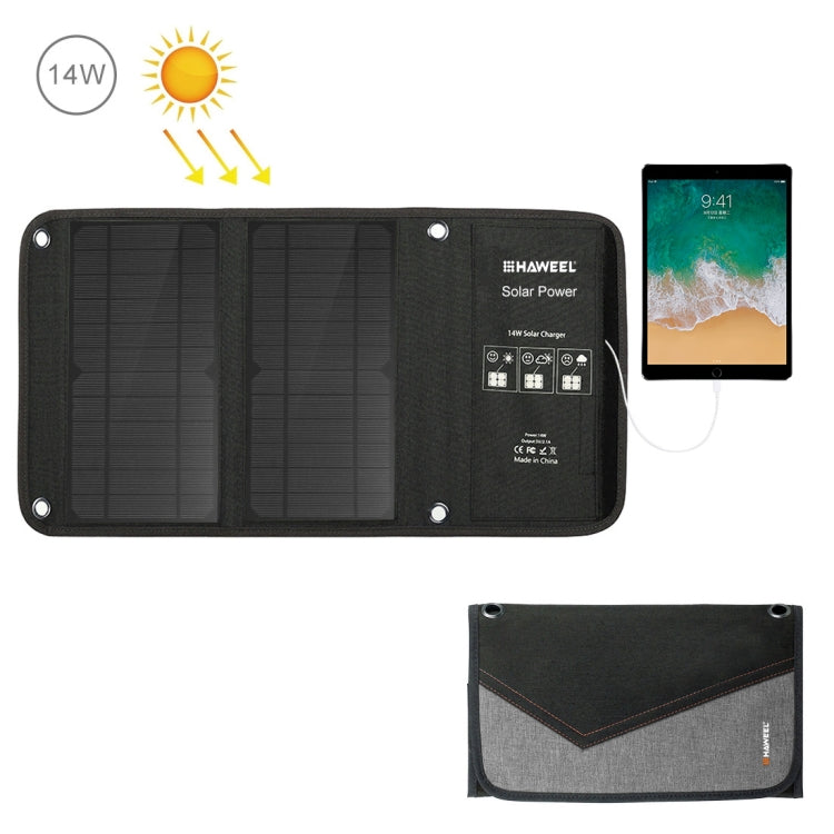 HAWEEL 14W Foldable Solar Panel Charger with 5V / 2.4A Max Dual USB Ports, 14W Panel(B) - HoMEdemic™ 