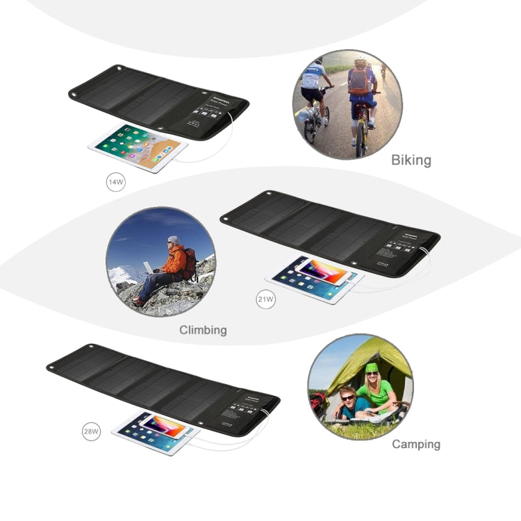 HAWEEL 14W Foldable Solar Panel Charger with 5V / 2.4A Max Dual USB Ports - HoMEdemic™ 