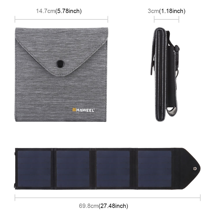 HAWEEL 14W Ultrathin Foldable Solar Panel Charger with 5V / 2.2A USB Port, Support QC3.0 and AFC, Ultrathin 14W 4-Fold - HoMEdemic™ 