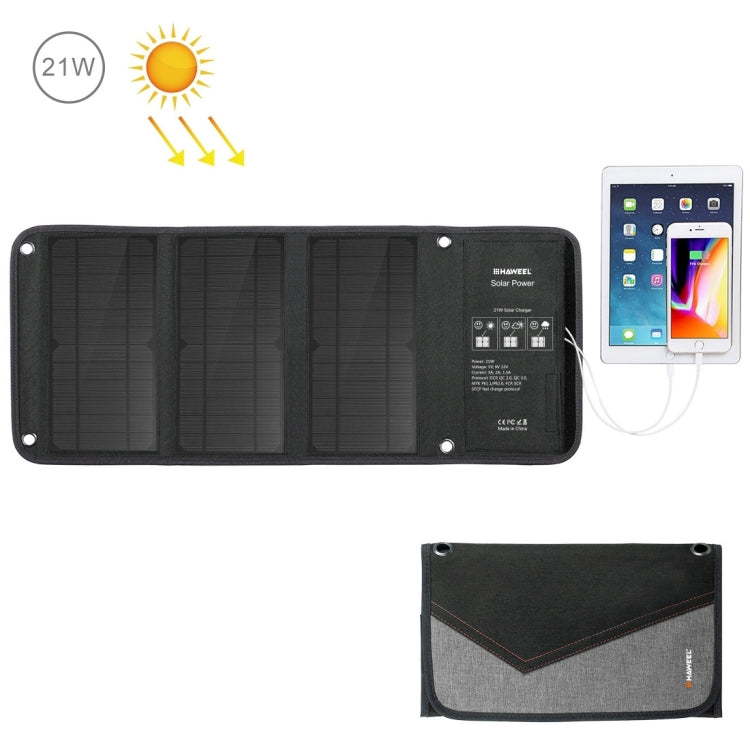 HAWEEL 21W Foldable Solar Panel Charger with 5V 3A Max Dual USB Ports, 21W Panel(B) - HoMEdemic™ 