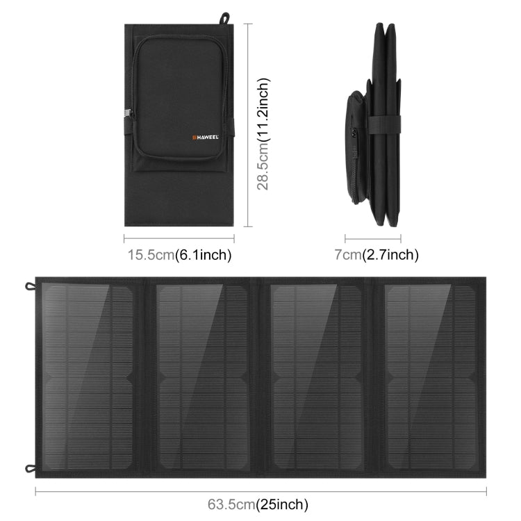 HAWEEL 24W 4 Panels Foldable Solar Panel Charger Bag with 5V / 3.1A Max Dual USB Ports, Support QC3.0 and AFC, 24W 4 Panels - HoMEdemic™ 