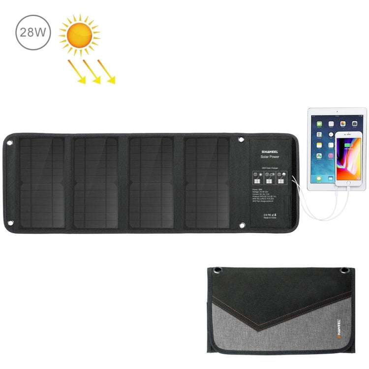 HAWEEL 28W Foldable Solar Panel Charger with 5V 3A Max Dual USB Ports, 28W Panel(B) - HoMEdemic™ 