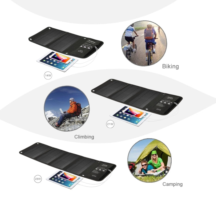 HAWEEL 28W Foldable Solar Panel Charger with 5V 3A Max Dual USB Ports, 28W Panel(B) - HoMEdemic™ 