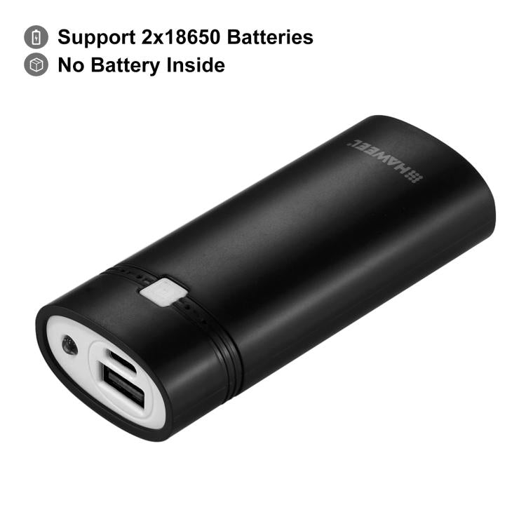 HAWEEL DIY 2x 18650 Battery (Not Included) 5600mAh Power Bank Shell Box with USB Output & Indicator(Black) - HoMEdemic™ 