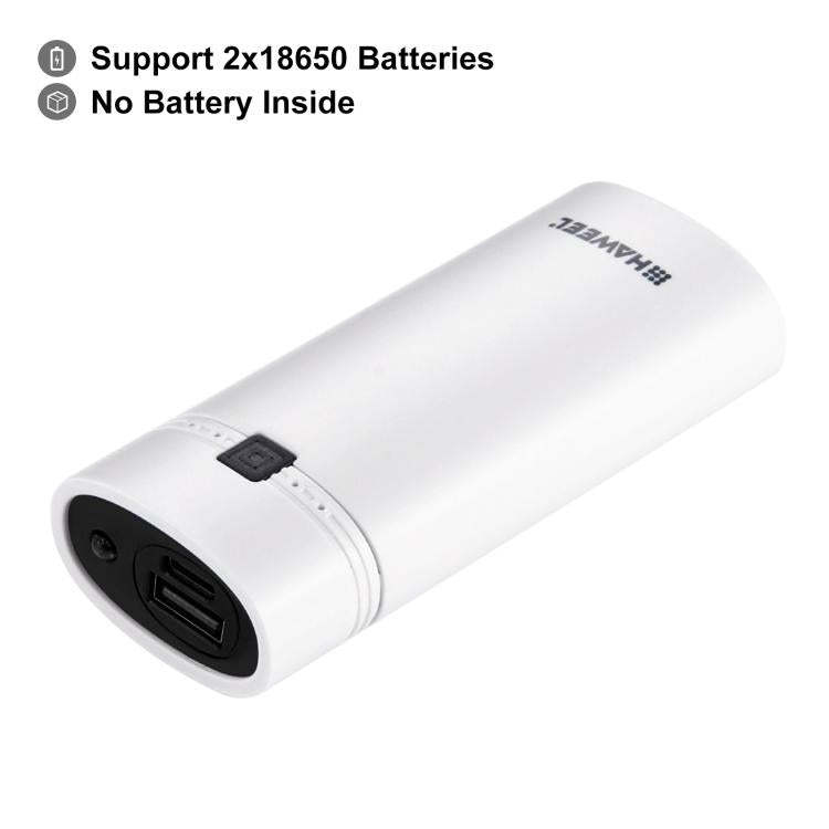 HAWEEL DIY 2x 18650 Battery (Not Included) 5600mAh Power Bank Shell Box with USB Output & Indicator(White) - HoMEdemic™ 