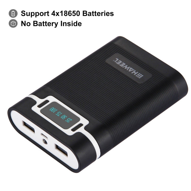 HAWEEL DIY 4 x 18650 Battery (Not Included) 10000mAh Power Bank Shell Box with 2 x USB Output & Display for iPhone, Galaxy, Sony, HTC, Google, Huawei, Xiaomi, Lenovo and other Smartphones(Black) - HoMEdemic™ 