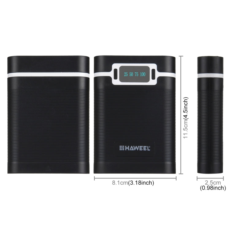 HAWEEL DIY 4 x 18650 Battery (Not Included) 10000mAh Power Bank Shell Box with 2 x USB Output & Display for iPhone, Galaxy, Sony, HTC, Google, Huawei, Xiaomi, Lenovo and other Smartphones(Black) - HoMEdemic™ 