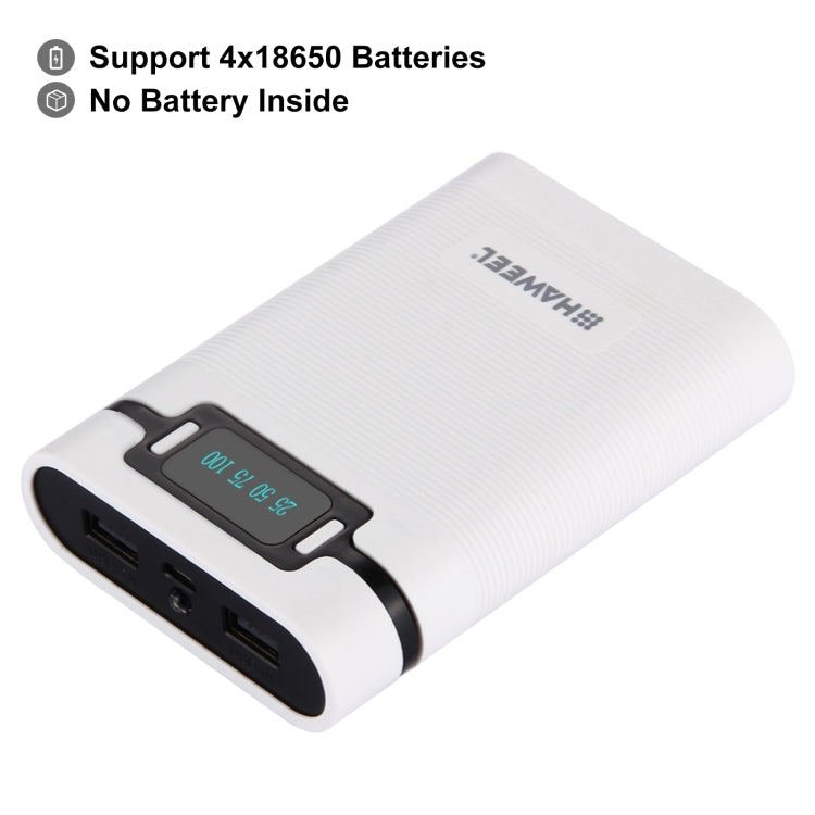 HAWEEL DIY 4 x 18650 Battery (Not Included) 10000mAh Power Bank Shell Box with 2 x USB Output & Display for iPhone, Galaxy, Sony, HTC, Google, Huawei, Xiaomi, Lenovo and other Smartphones(White) - HoMEdemic™ 