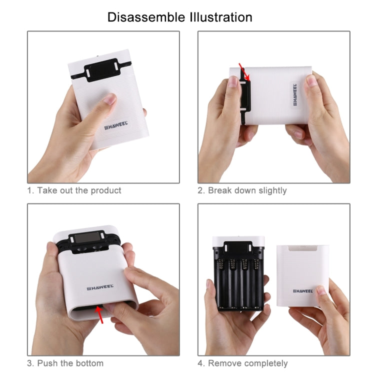 HAWEEL DIY 4 x 18650 Battery (Not Included) 10000mAh Power Bank Shell Box with 2 x USB Output & Display for iPhone, Galaxy, Sony, HTC, Google, Huawei, Xiaomi, Lenovo and other Smartphones(White) - HoMEdemic™ 