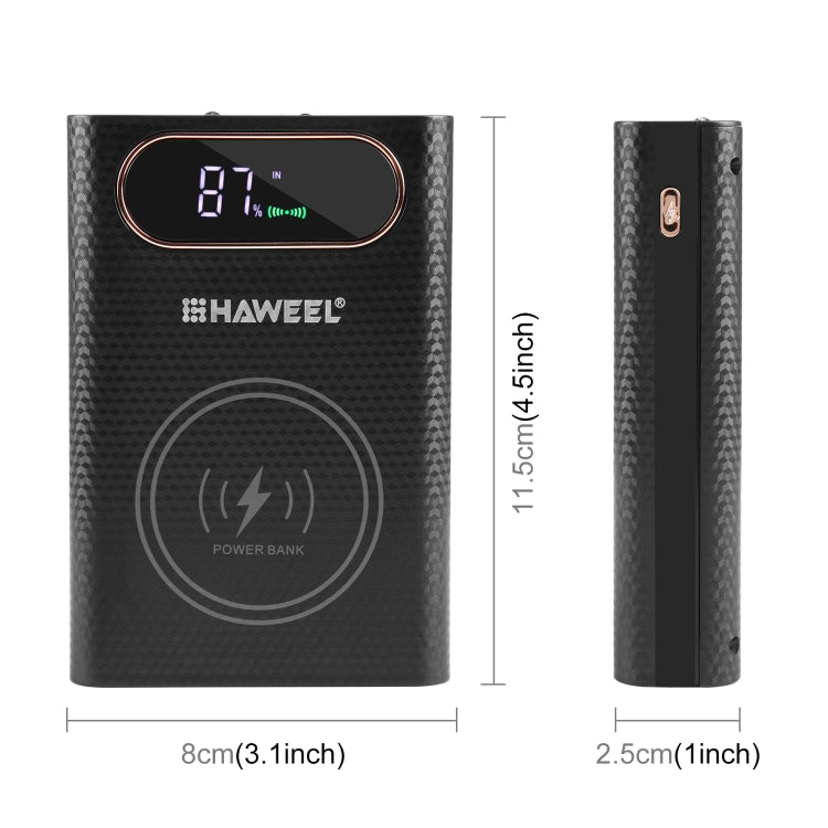 HAWEEL DIY 4 x 21700 Battery 22.5W Fast Charge 15W Wireless Charging Power Bank Box Case with Display, Not Include Battery (Black) - HoMEdemic™ 