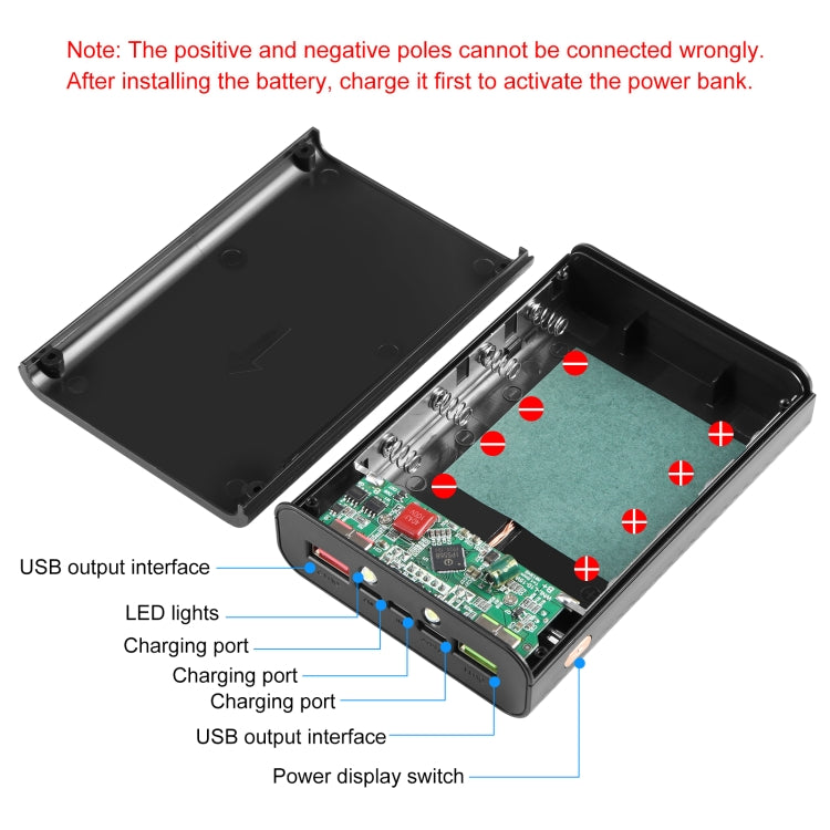 HAWEEL DIY 4 x 21700 Battery 22.5W Fast Charge 15W Wireless Charging Power Bank Box Case with Display, Not Include Battery (Black) - HoMEdemic™ 