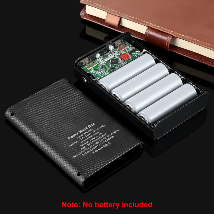 HAWEEL DIY 4 x 21700 Battery 22.5W Fast Charge 15W Wireless Charging Power Bank Box Case with Display, Not Include Battery (Black) - HoMEdemic™ 