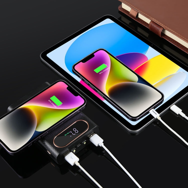HAWEEL DIY 4 x 21700 Battery 22.5W Fast Charge 15W Wireless Charging Power Bank Box Case with Display, Not Include Battery (Black) - HoMEdemic™ 