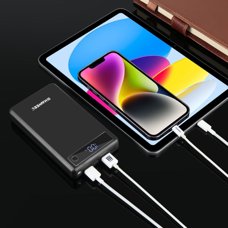 HAWEEL DIY 6 x 18650 Battery 24W Fast Charge Power Bank Box Case with Display, Not Include Battery (Black) - HoMEdemic™ 