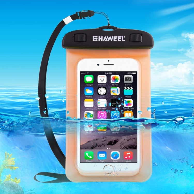 HAWEEL Transparent Universal Waterproof Bag with Lanyard for iPhone, Galaxy, Huawei, Xiaomi, LG, HTC and Other Smart Phones(Orange) - HoMEdemic™ 