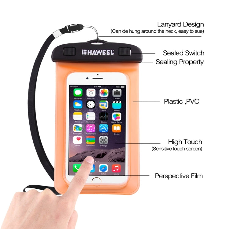 HAWEEL Transparent Universal Waterproof Bag with Lanyard for iPhone, Galaxy, Huawei, Xiaomi, LG, HTC and Other Smart Phones(Orange) - HoMEdemic™ 