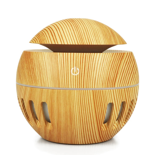 Wood Grain USB Hollowed-out Humidifier Seven Color Aromatherapy Lamp Automatic Alcohol Sprayer with Remote Control(Light Brown-3) - HoMEdemic™ 