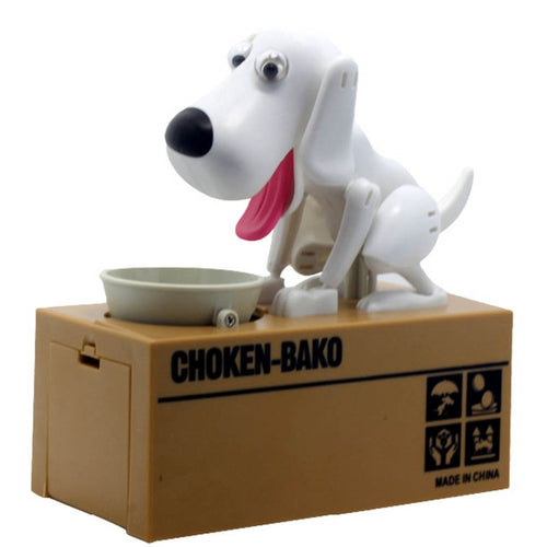 Creative Cartoon Edacious Puppy Automatic Money Eating Coin Saving Box, White Dog - HoMEdemic™ 