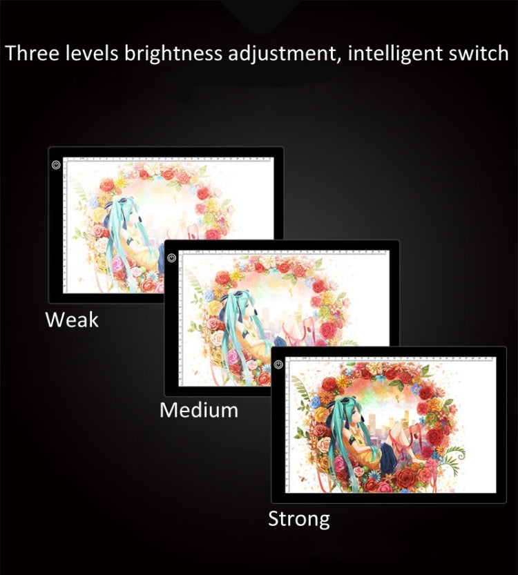 A4 Size 5W 5V LED Three Level of Brightness Dimmable Acrylic Copy Boards for Anime Sketch Drawing Sketchpad, with USB Cable & Plug, Size：240x360x5mm - HoMEdemic™ 