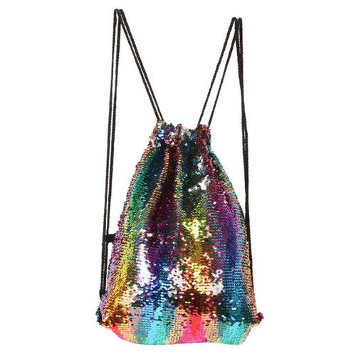 Mermaid Glittering Sequin Drawstring Sports Backpack Shoulder Bag - HoMEdemic™ 