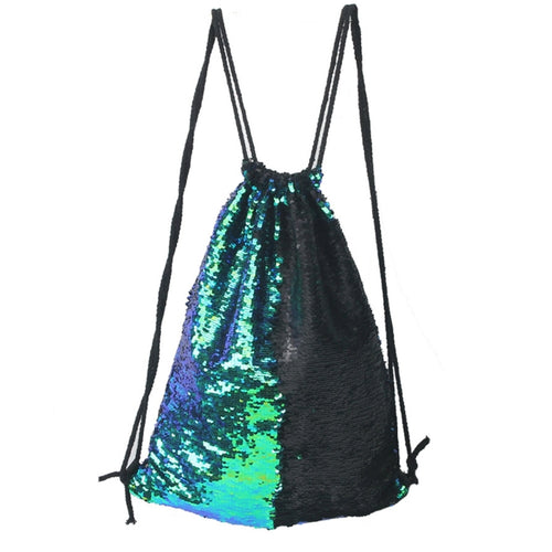 Mermaid Glittering Sequin Drawstring Sports Backpack Shoulder Bag - HoMEdemic™ 