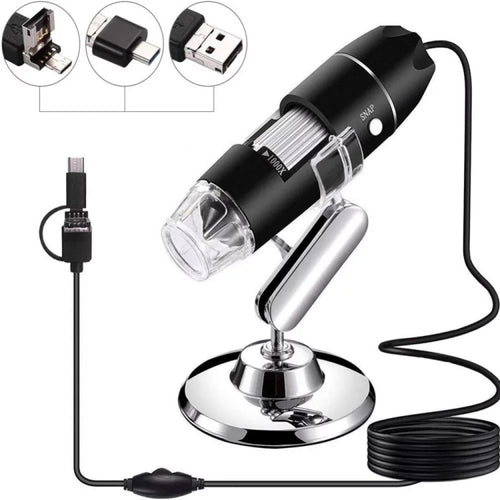 1600X Magnifier HD Image Sensor 3 in 1 USB Digital Microscope with 8 LED & Professional Stand - HoMEdemic™ 