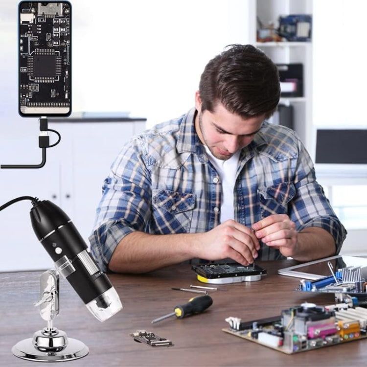 1600X Magnifier HD Image Sensor 3 in 1 USB Digital Microscope with 8 LED & Professional Stand - HoMEdemic™ 
