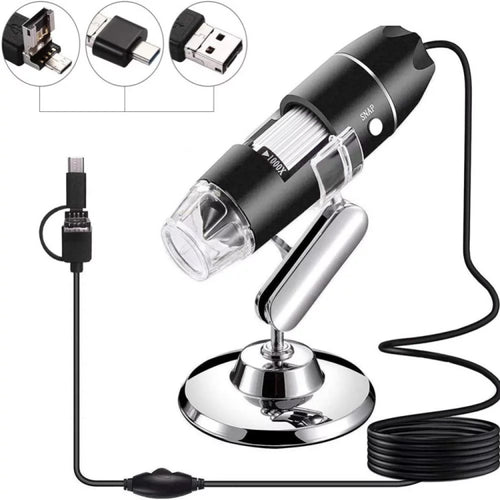 1600X Magnifier HD Image Sensor 3 in 1 USB Digital Microscope with 8 LED & Professional Stand - HoMEdemic™ 