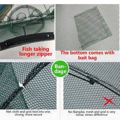 10 Holes Automatic Foldable Fishing Net Nylon Shrimp Crab Minnow Trap Fish Cast Net Fishing Tackle, 10 Holes - HoMEdemic™ 