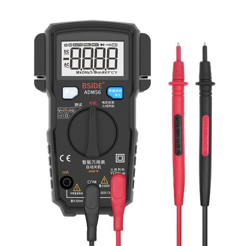 BSIDE ADMS6 High-precision Fully Automatic Small Digital Intelligent Multimeter with HD Digital Display & Shockproof Cover, Support Function Range Switch & Double-sided Pen Holder - HoMEdemic™ 