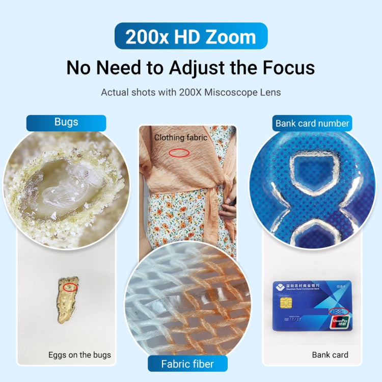 APEXEL APL-MS002BK 200X HD Universal Portable Mobile Phone Microscope with LED Light (Black) - HoMEdemic™ 