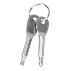 Outdoor Portable 2 in 1 Slotted + Cross Screwdriver Set Tool with Keyring, 2 in 1 (Black), 2 in 1 (Silver)