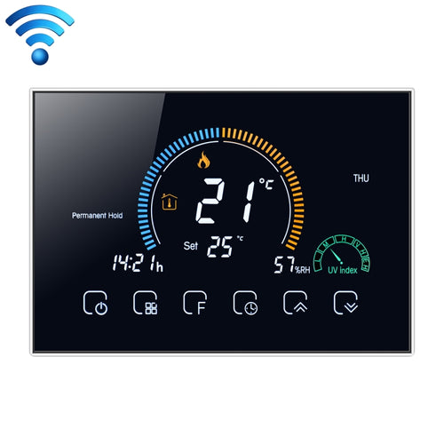 BHT-8000-GCLW Controlling Water/Gas Boiler Heating Energy-saving and Environmentally-friendly Smart Home Negative Display LCD Screen Round Room Thermostat with WiFi - HoMEdemic™ 