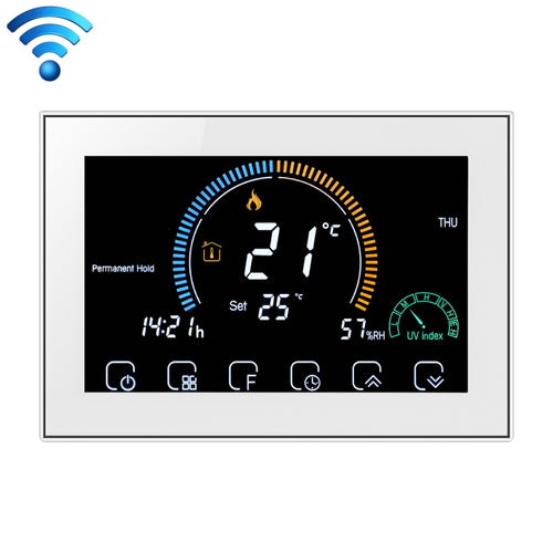 BHT-8000-GCLW Controlling Water/Gas Boiler Heating Energy-saving and Environmentally-friendly Smart Home Negative Display LCD Screen Round Room Thermostat with WiFi - HoMEdemic™ 