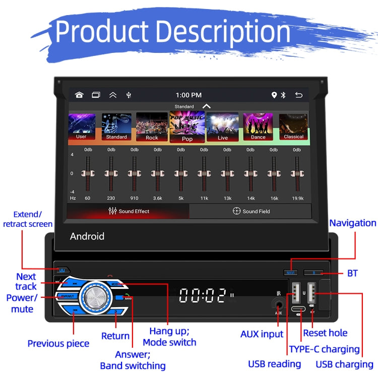 HD 7 inch Single Din Car Android Player GPS Navigation Bluetooth Touch Stereo Radio, Support Mirror Link & FM & WIFI - HoMEdemic™ 