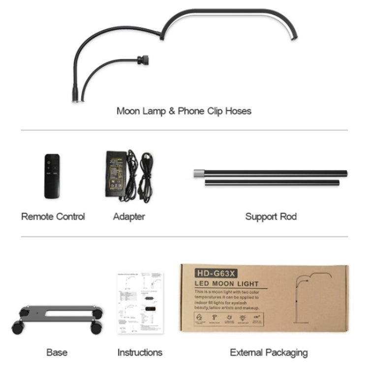 HD-G63X Floor Standing Remote Dimming LED Moon Lamp Manicure Eyelash Beauty Lamp(UK Plug) - HoMEdemic™ 