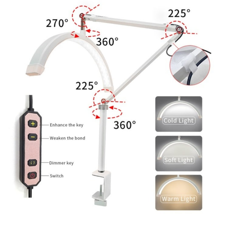 HD-M3X For Eyelash Extensions / Tattoo / Nail Art Lighting Lamp 16 inch Clip-on Half Moon Desk Lamp(AU Plug) - HoMEdemic™ 