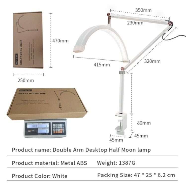 HD-M3X For Eyelash Extensions / Tattoo / Nail Art Lighting Lamp 16 inch Clip-on Half Moon Desk Lamp(EU Plug) - HoMEdemic™ 