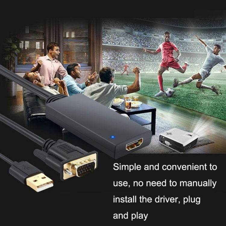 HD55Y VGA To HDMI Adapter Cable VGA+USB To HD 1080P Converter With Power Supply(Black) - HoMEdemic™ 