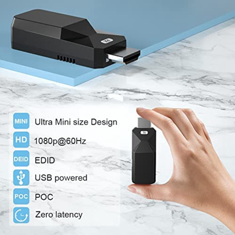 HDMI Extender 165ft Audio Video 1080P Over Cat5 Cat6 Ethernet Cable Transmit Lossless Signal HDMI Long Distance Extension Adapter - HoMEdemic™ 