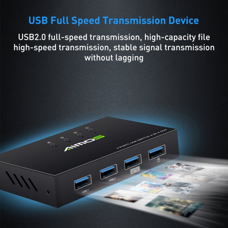 AIMOS AM-KM404K USB2.0 4 In 4 Out Switcher - HoMEdemic™ 