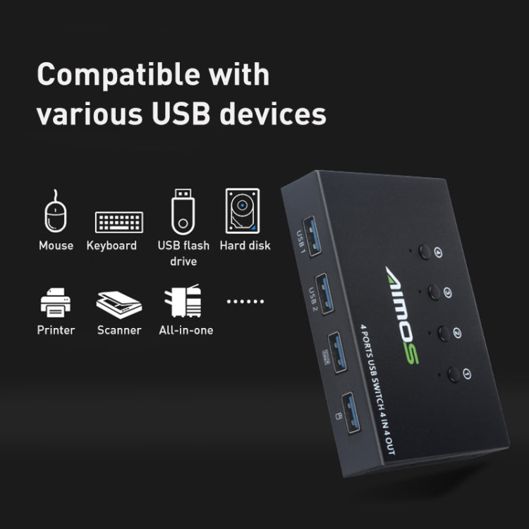 AIMOS AM-KM404K USB2.0 4 In 4 Out Switcher - HoMEdemic™ 